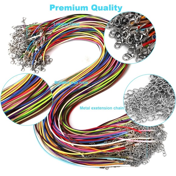 25pc COLORED WAX CORD NECKLACES DIY JEWELRY MAKING CRAFTING SUPPLIES BULK BUNDLE - Picture 10 of 15